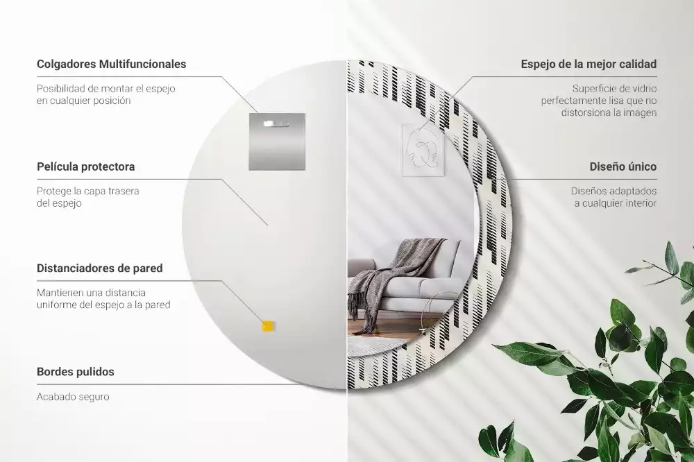 Kerek tükör fali dísz Csíkos minta