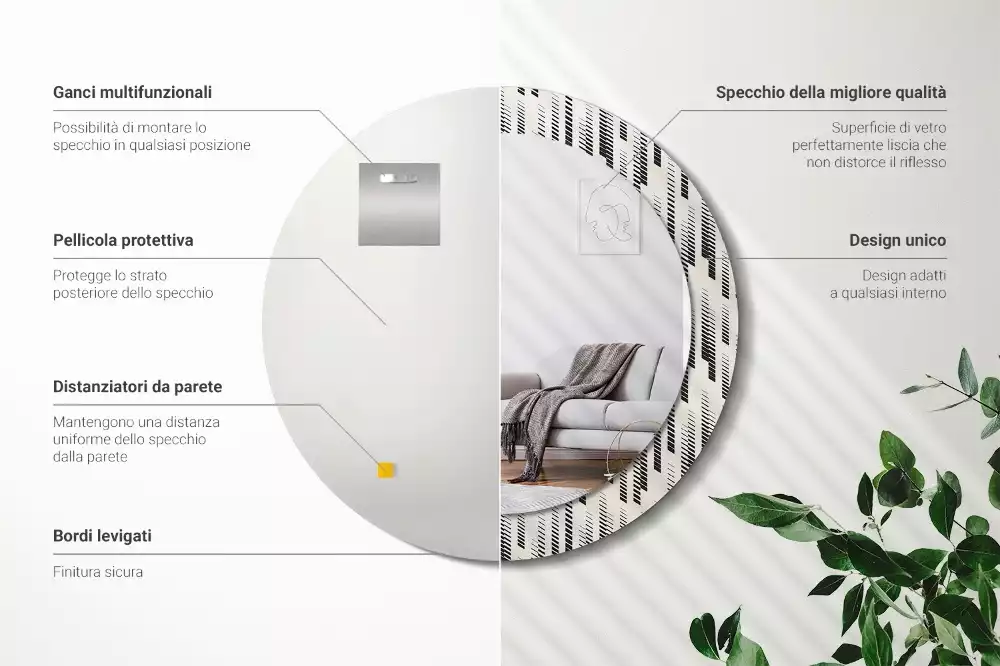 Kerek tükör fali dísz Csíkos minta