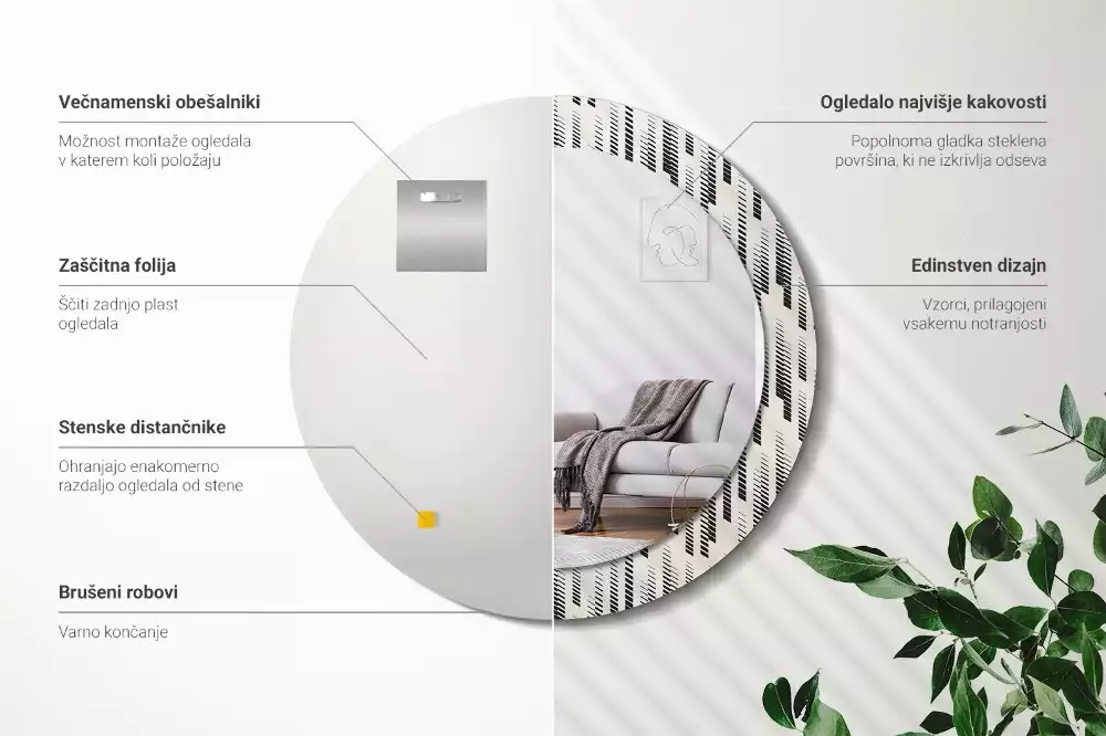 Kerek tükör fali dísz Csíkos minta