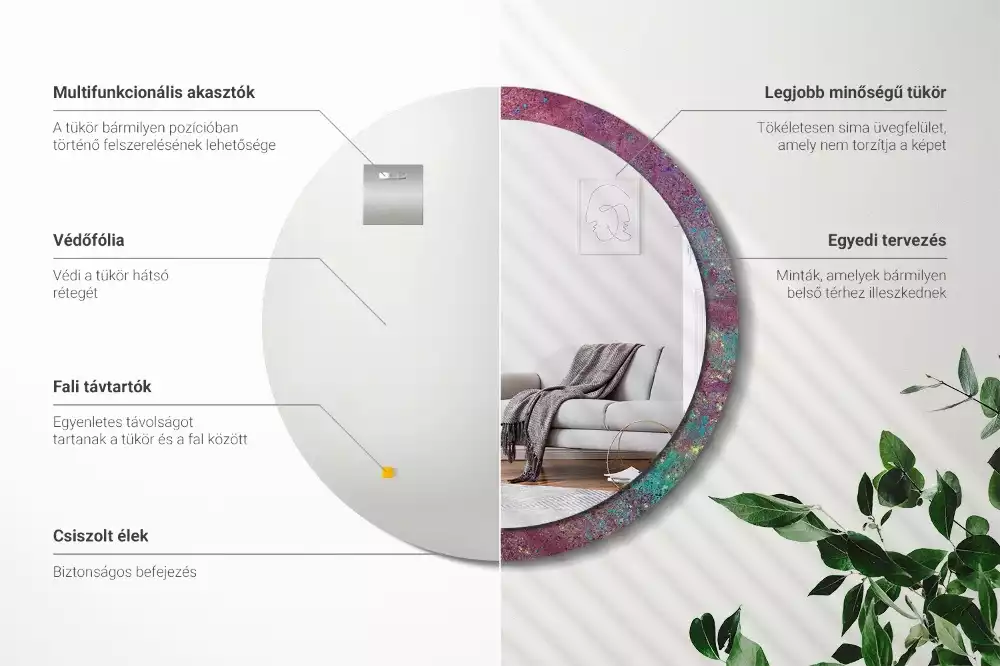 Kerek tükör fali dísz A színek fesztiválja