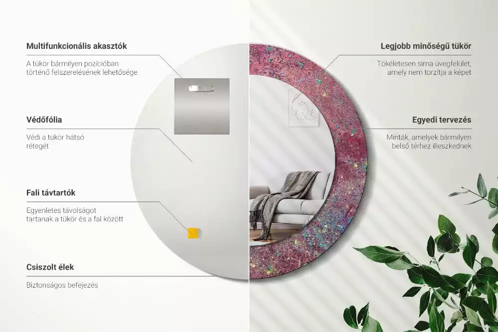 Kerek tükör fali dísz A színek fesztiválja