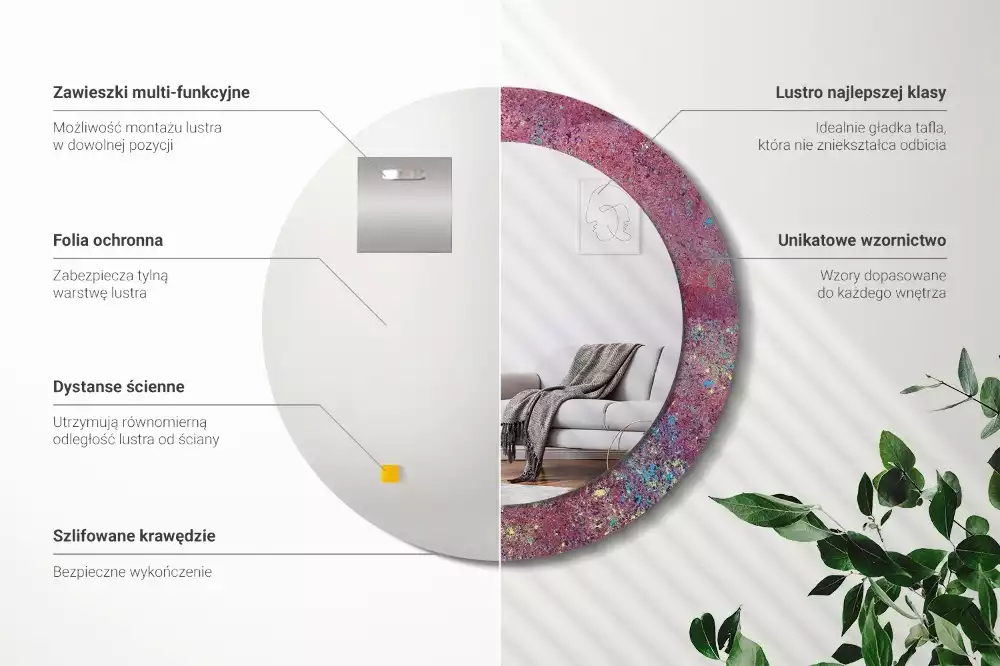 Kerek tükör fali dísz A színek fesztiválja