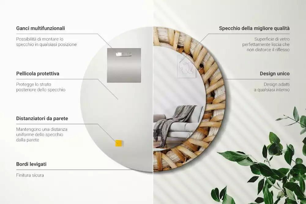 Kerek tükör fali dísz Fonat