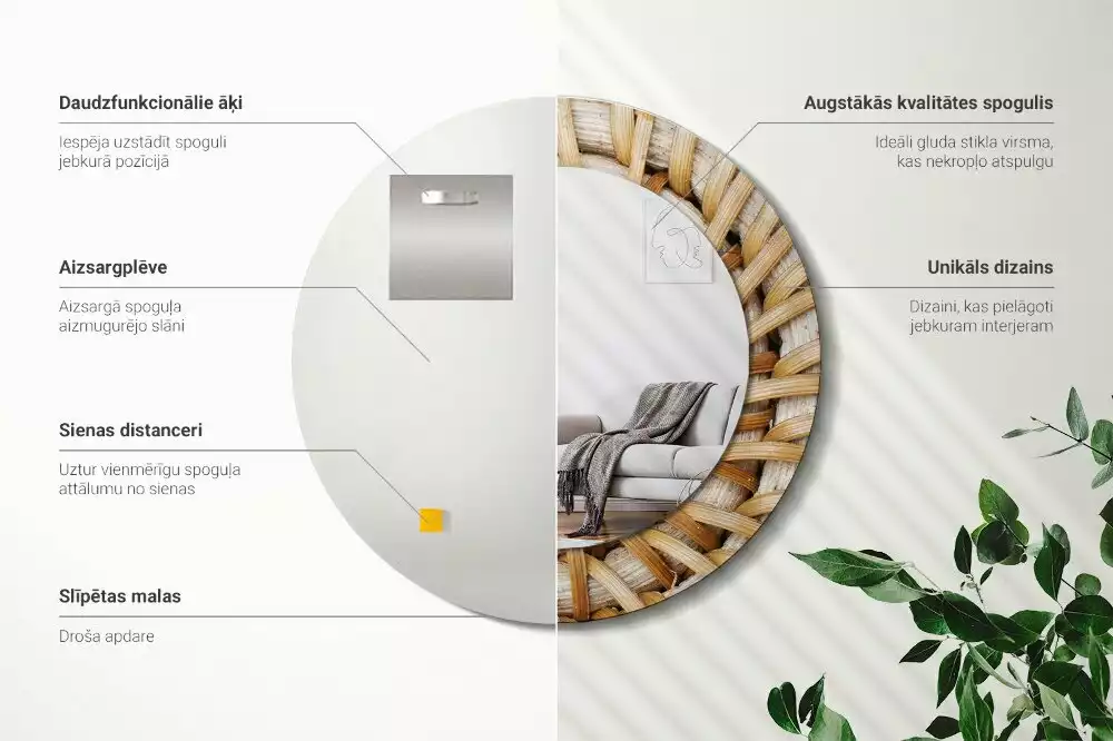 Kerek tükör fali dísz Fonat