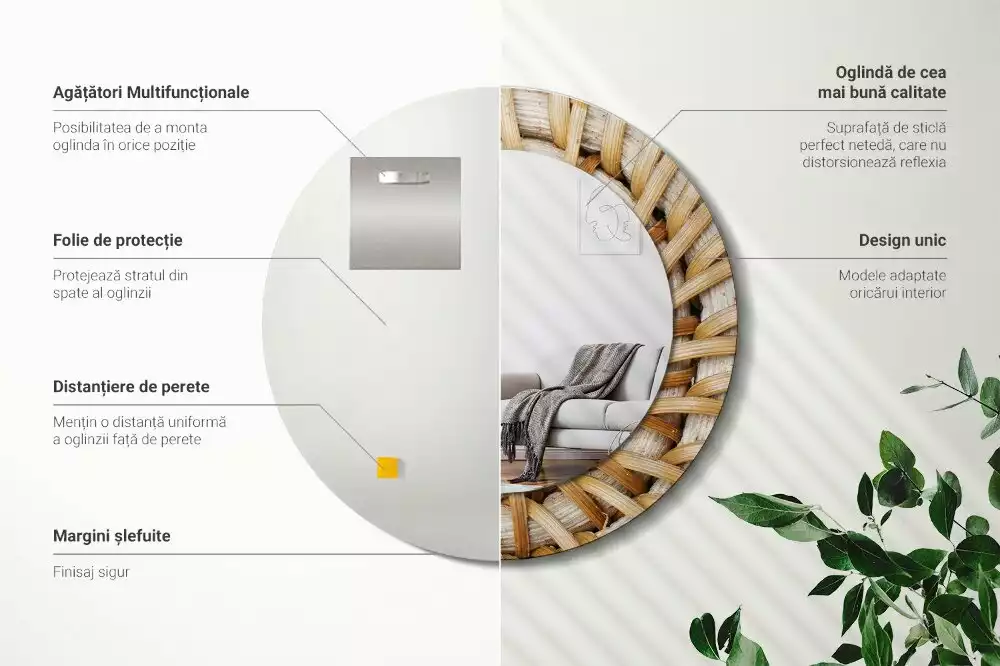 Kerek tükör fali dísz Fonat