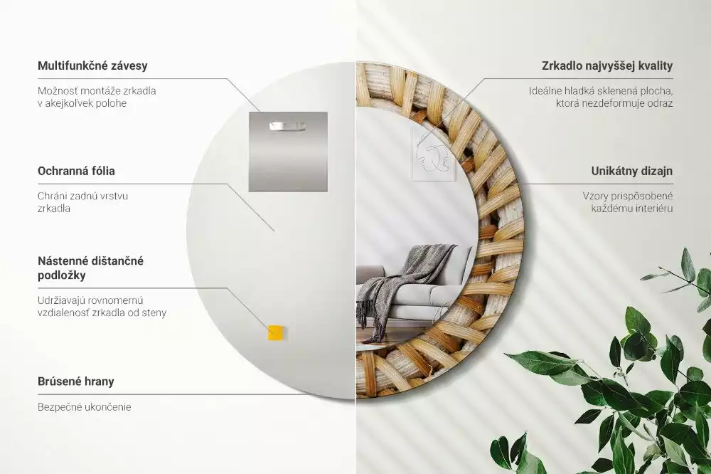 Kerek tükör fali dísz Fonat