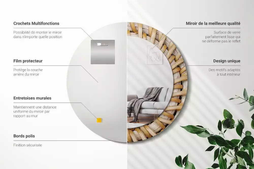 Kerek tükör fali dísz Fonat