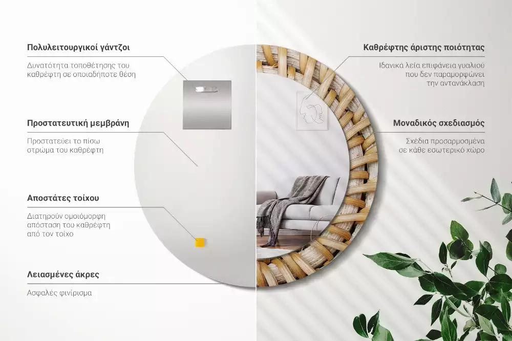 Kerek tükör fali dísz Fonat