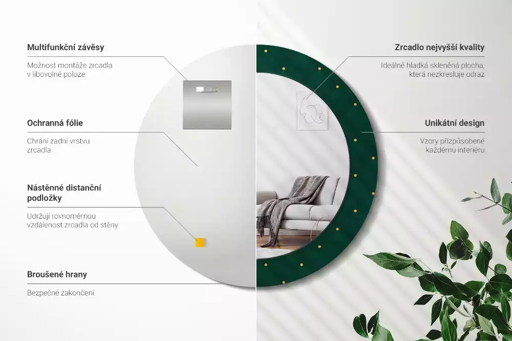 Kerek tükör fali dísz Steppelt minta