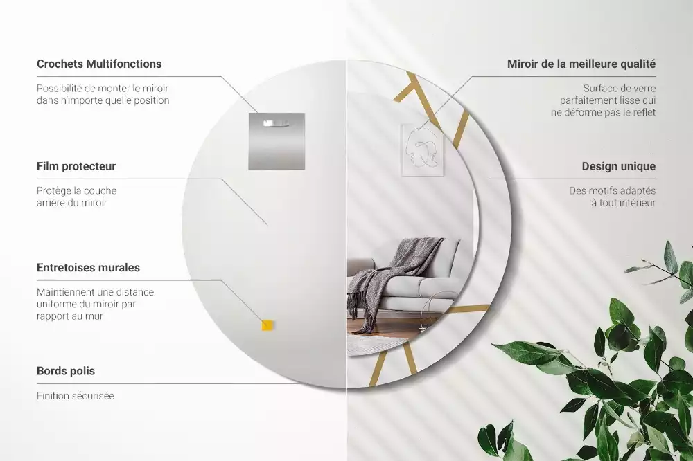 Kerek tükör fali dísz Lineáris kompozíció