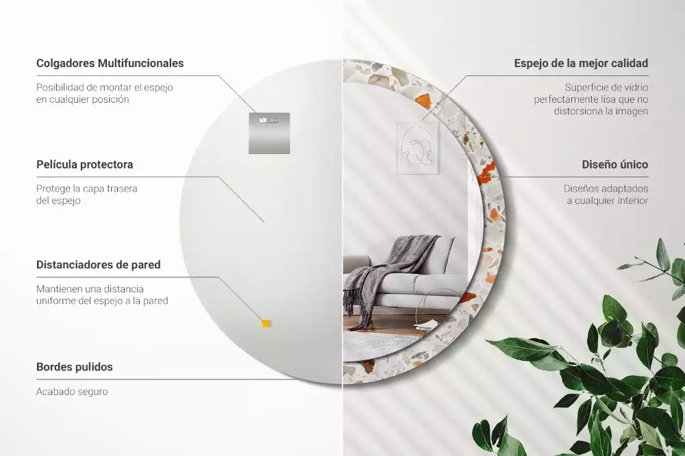 Kerek tükör fali dísz Terrazzo stílusú