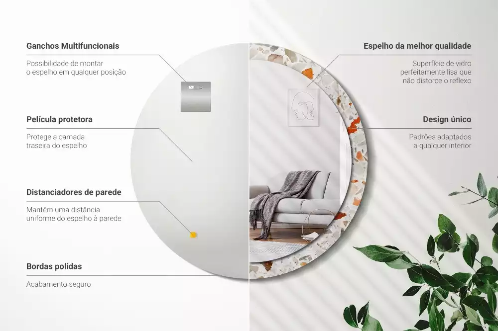 Kerek tükör fali dísz Terrazzo stílusú