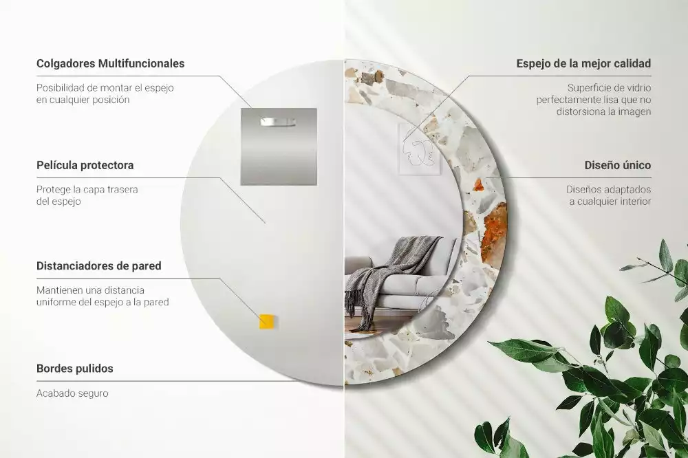 Kerek tükör fali dísz Terrazzo stílusú