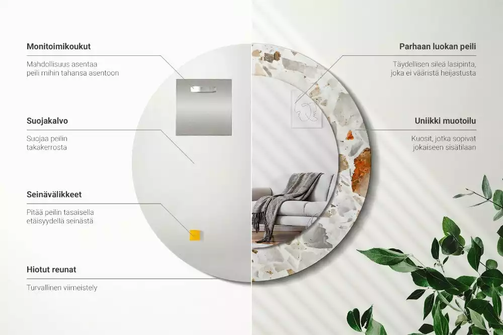 Kerek tükör fali dísz Terrazzo stílusú