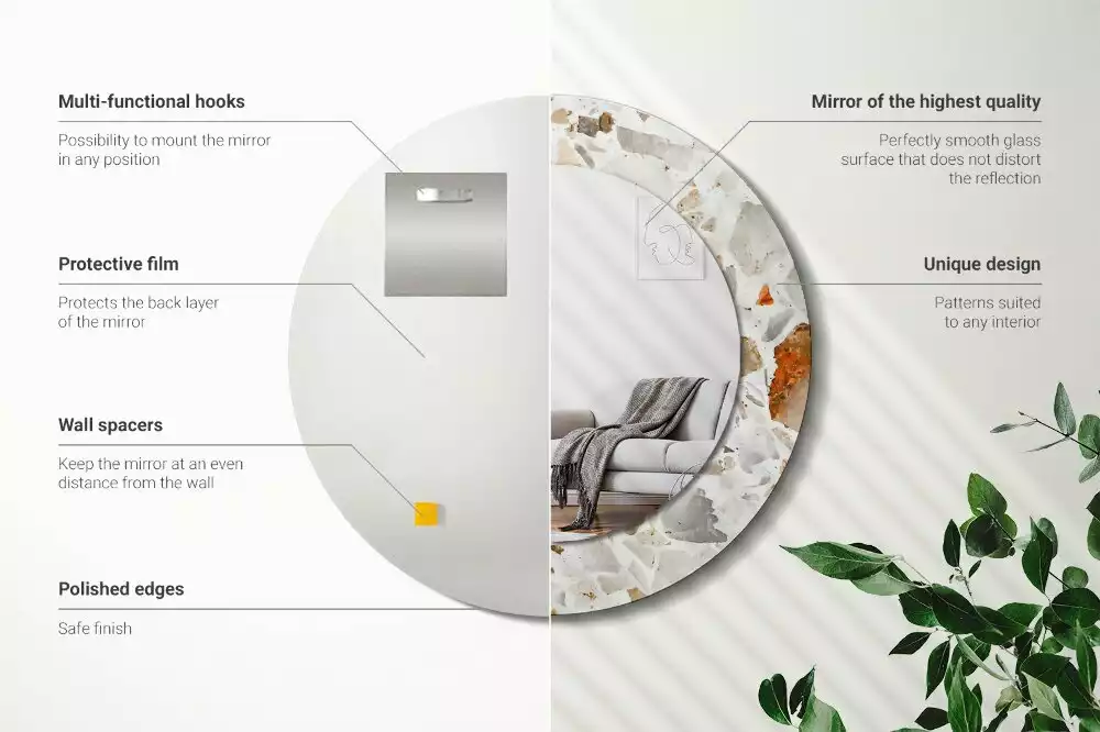 Kerek tükör fali dísz Terrazzo stílusú