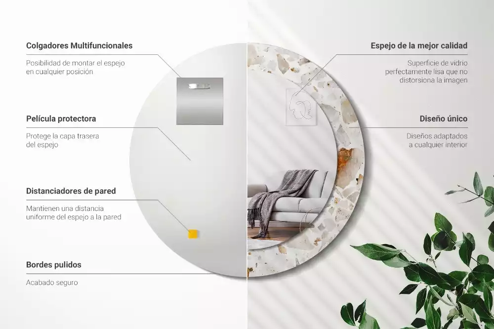 Kerek tükör fali dísz Terrazzo stílusú