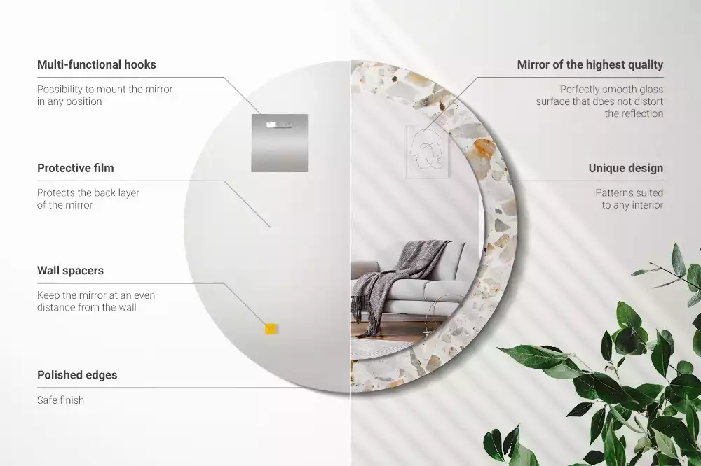 Kerek tükör fali dísz Terrazzo stílusú