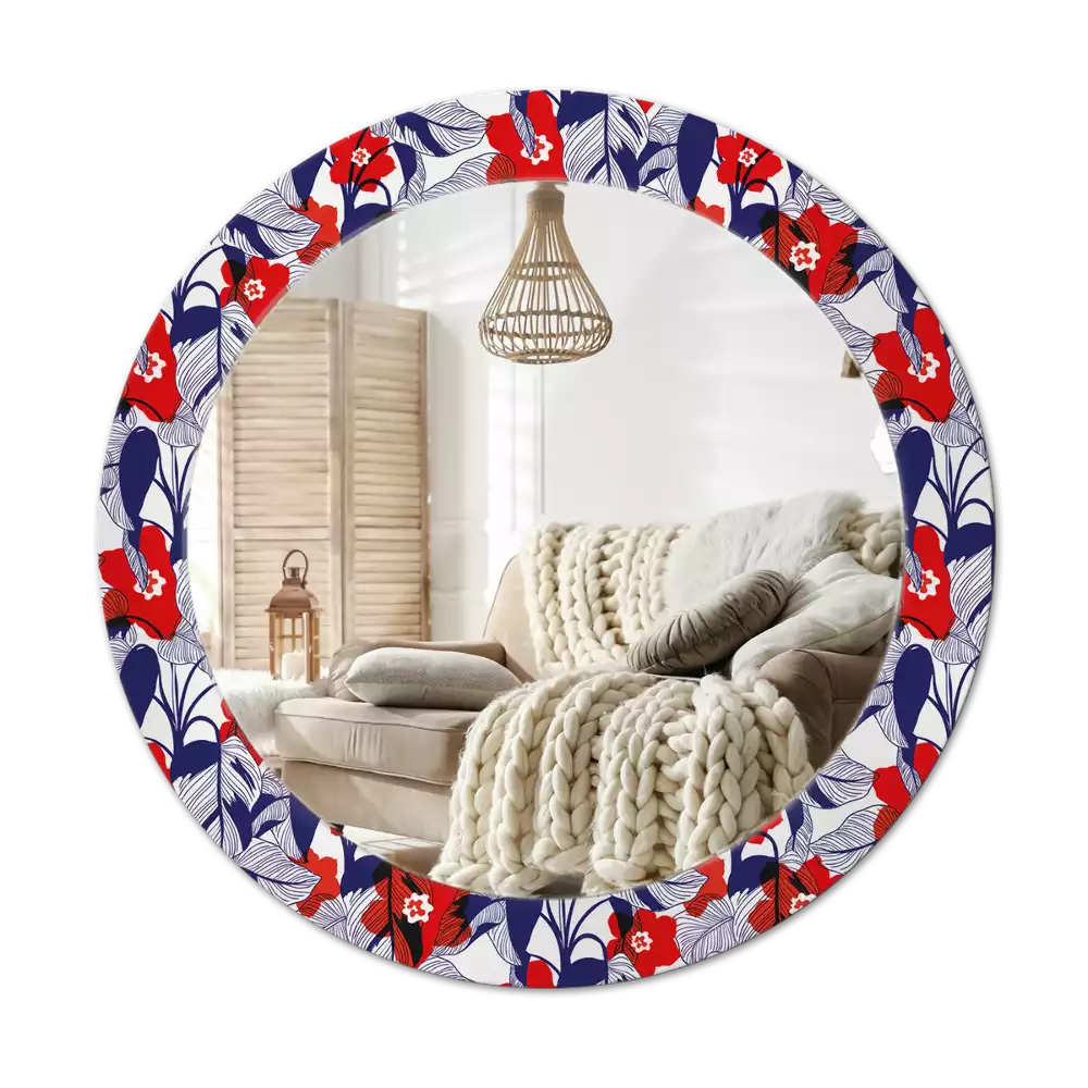 Kerek tükör fali dísz Filodendronok