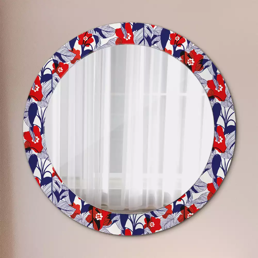 Kerek tükör fali dísz Filodendronok