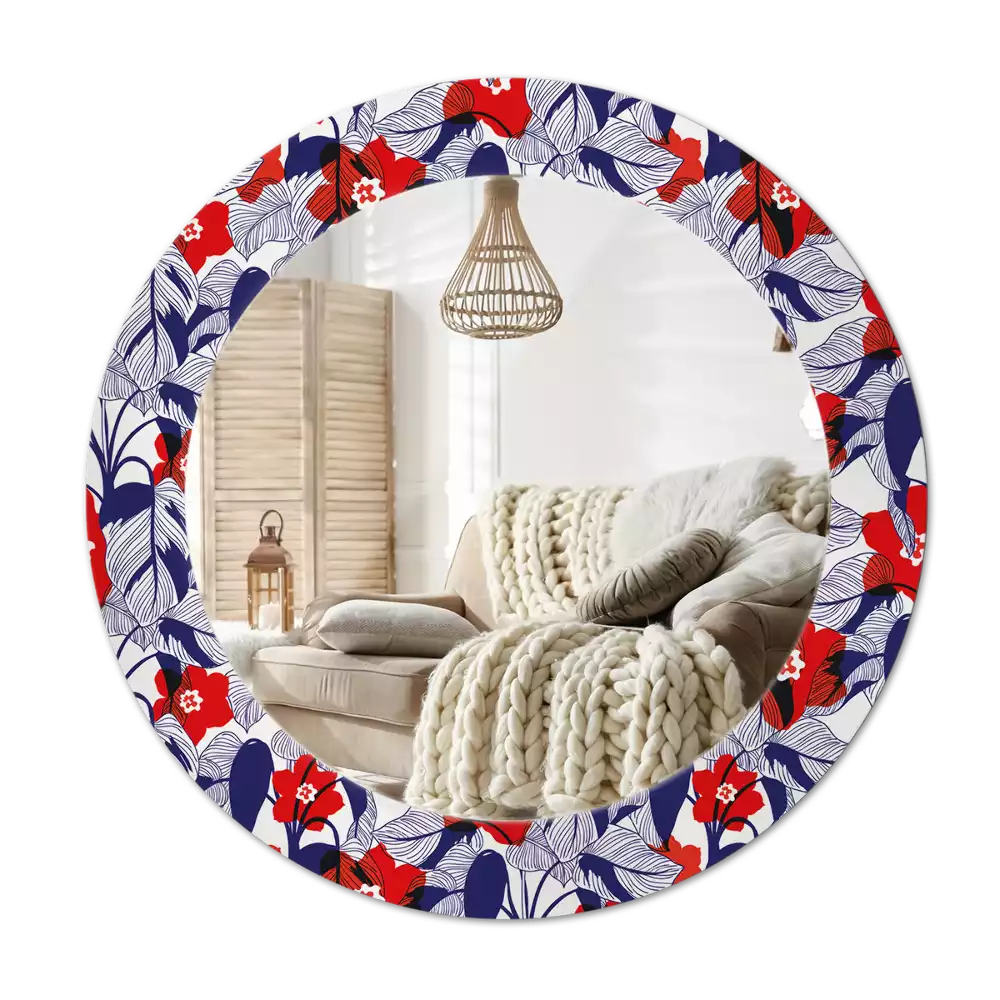 Kerek tükör fali dísz Filodendronok