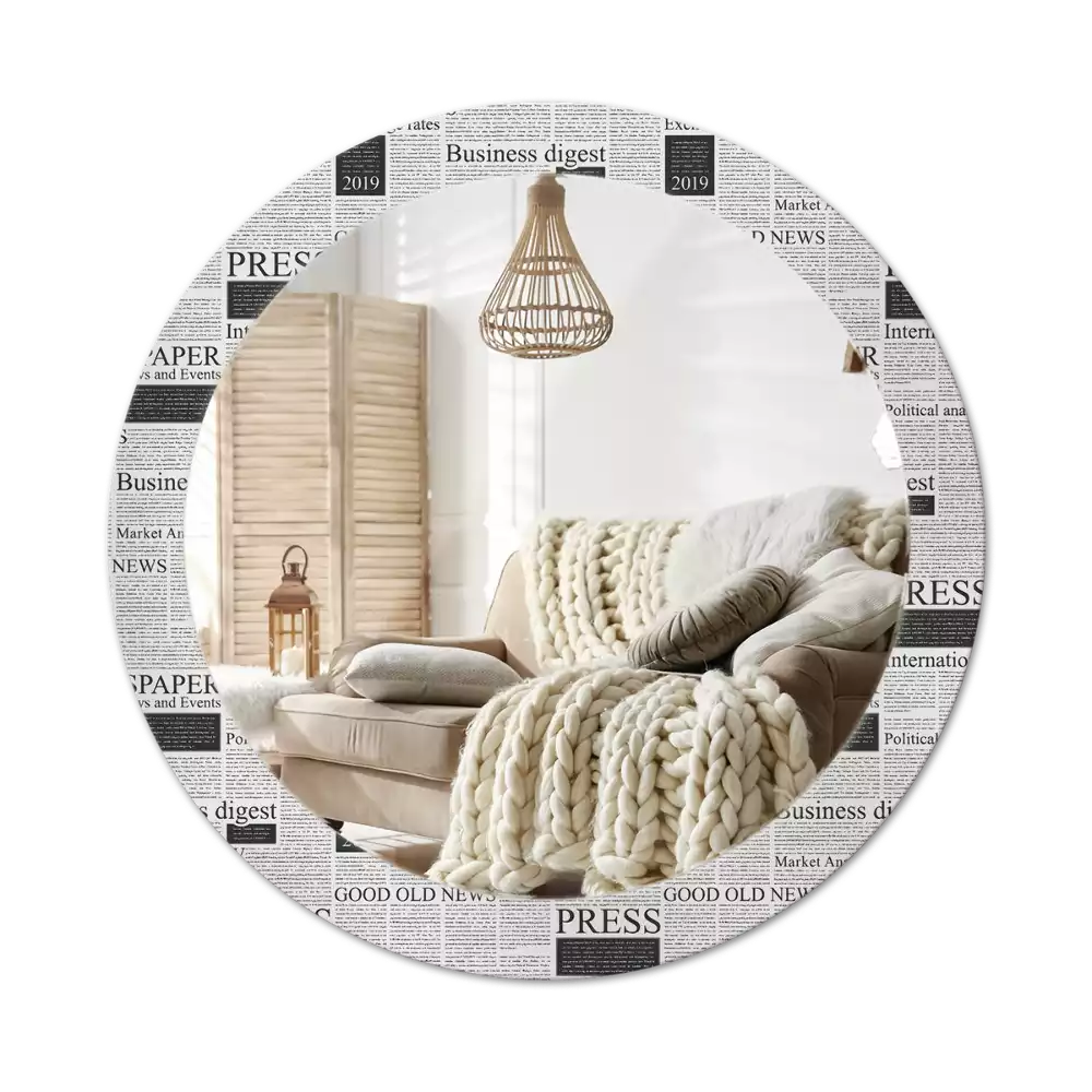 Kerek tükör fali dísz Újságok