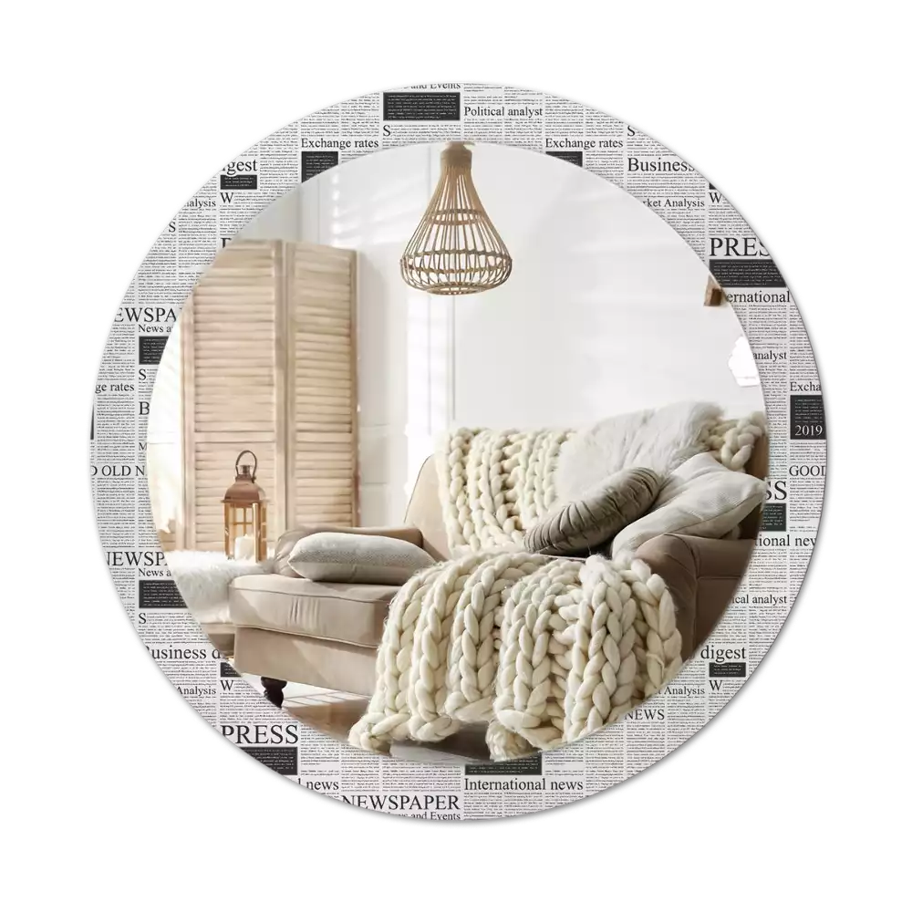 Kerek tükör fali dísz Újságok