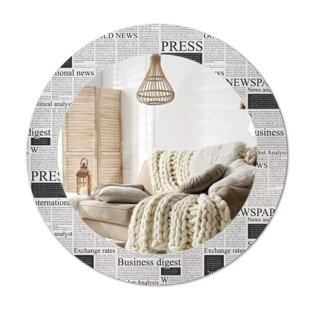 Kerek tükör fali dísz Újságok