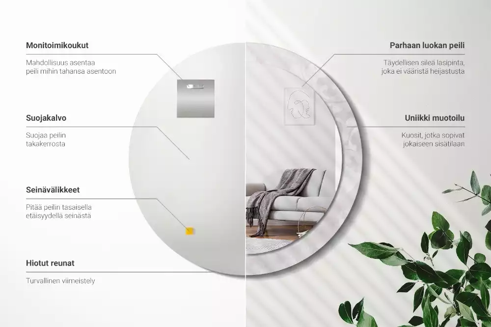 Kerek tükör fali dísz Rokokó textúra