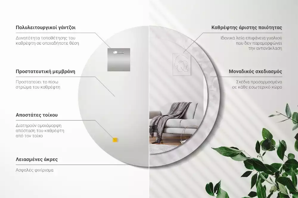 Kerek tükör fali dísz Rokokó textúra