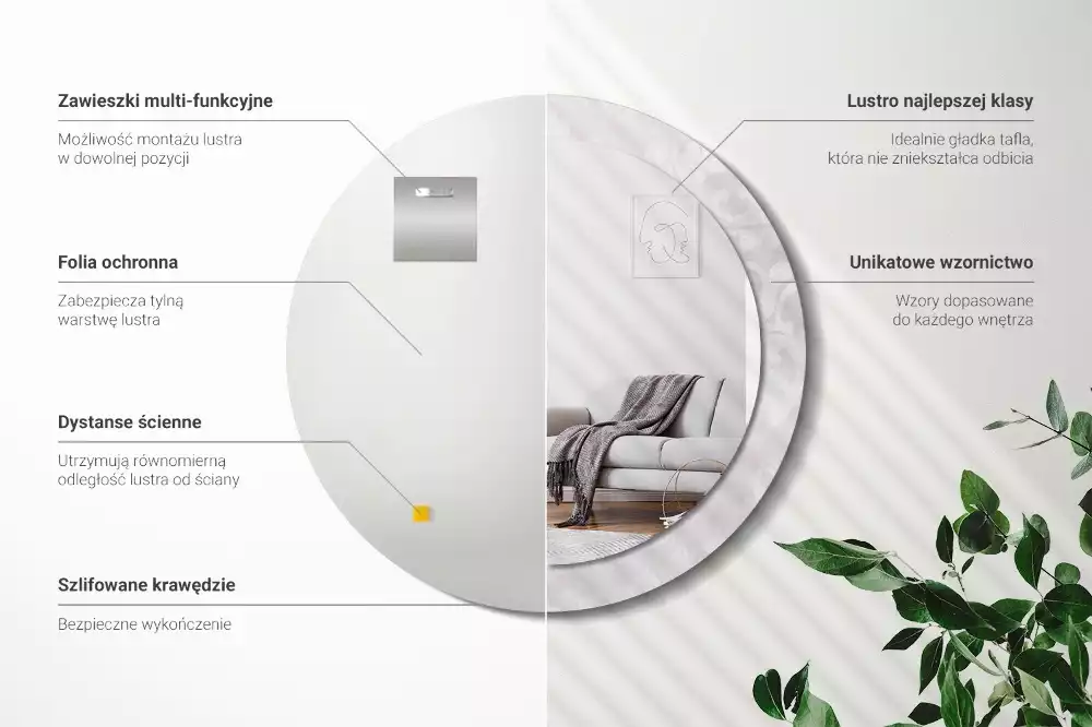 Kerek tükör fali dísz Rokokó textúra