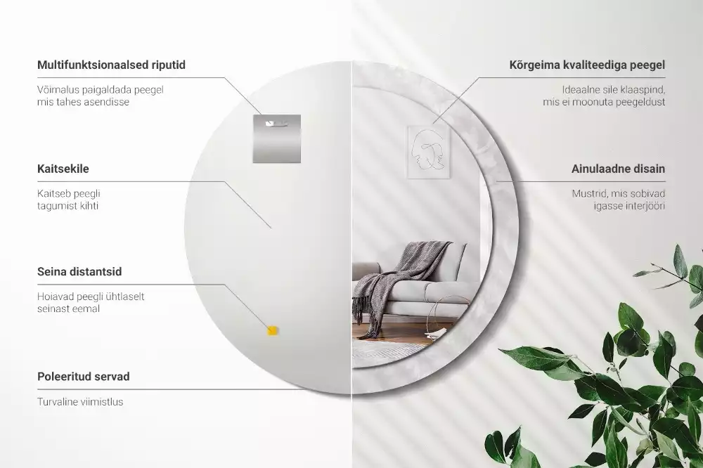 Kerek tükör fali dísz Rokokó textúra