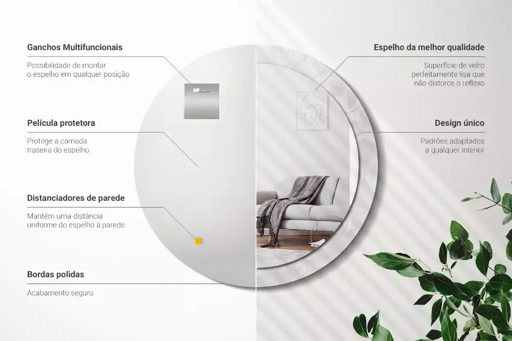 Kerek tükör fali dísz Rokokó textúra