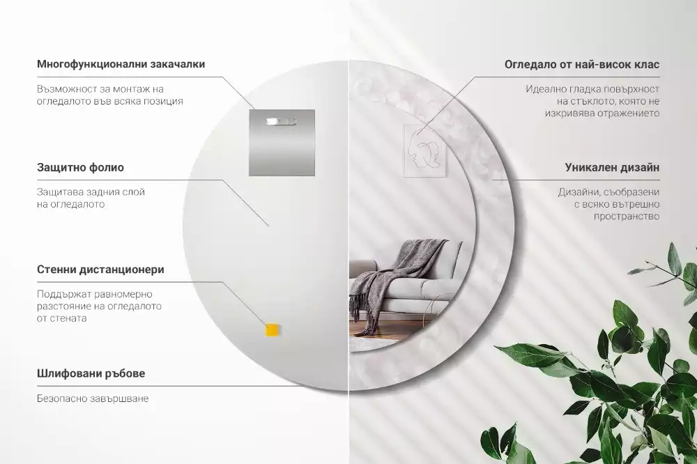 Kerek tükör fali dísz Rokokó textúra