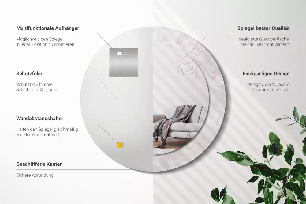 Kerek tükör fali dísz Rokokó textúra