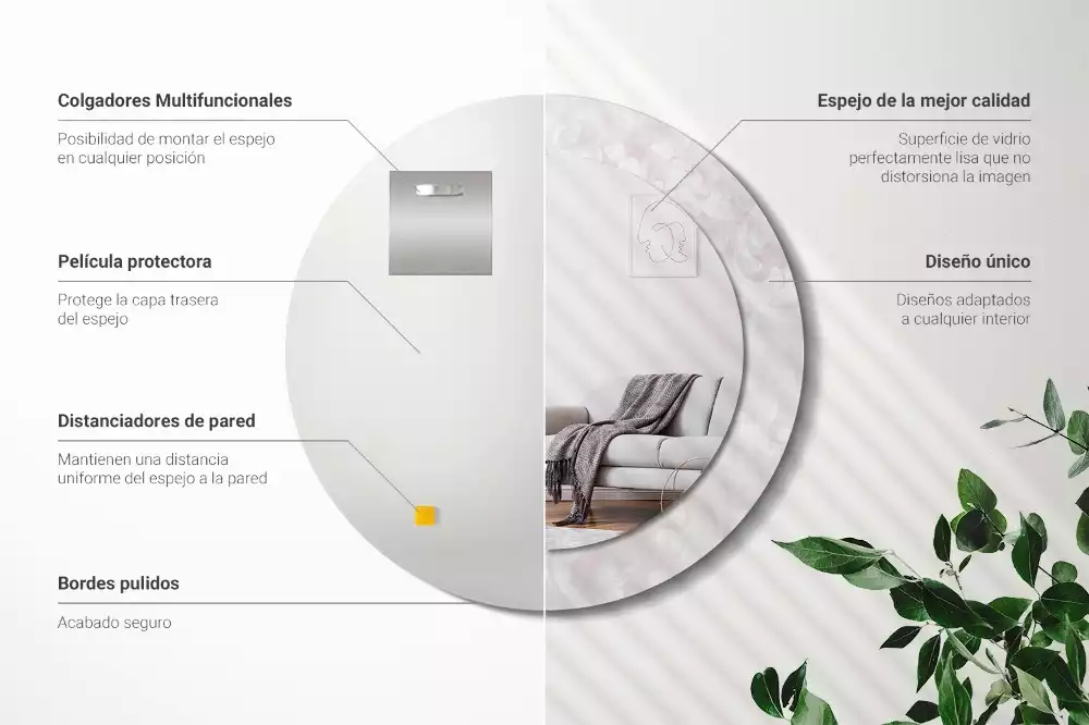 Kerek tükör fali dísz Rokokó textúra