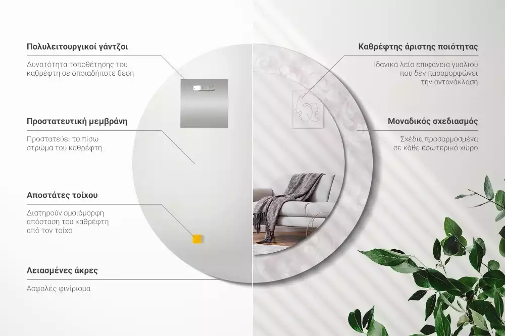 Kerek tükör fali dísz Rokokó textúra