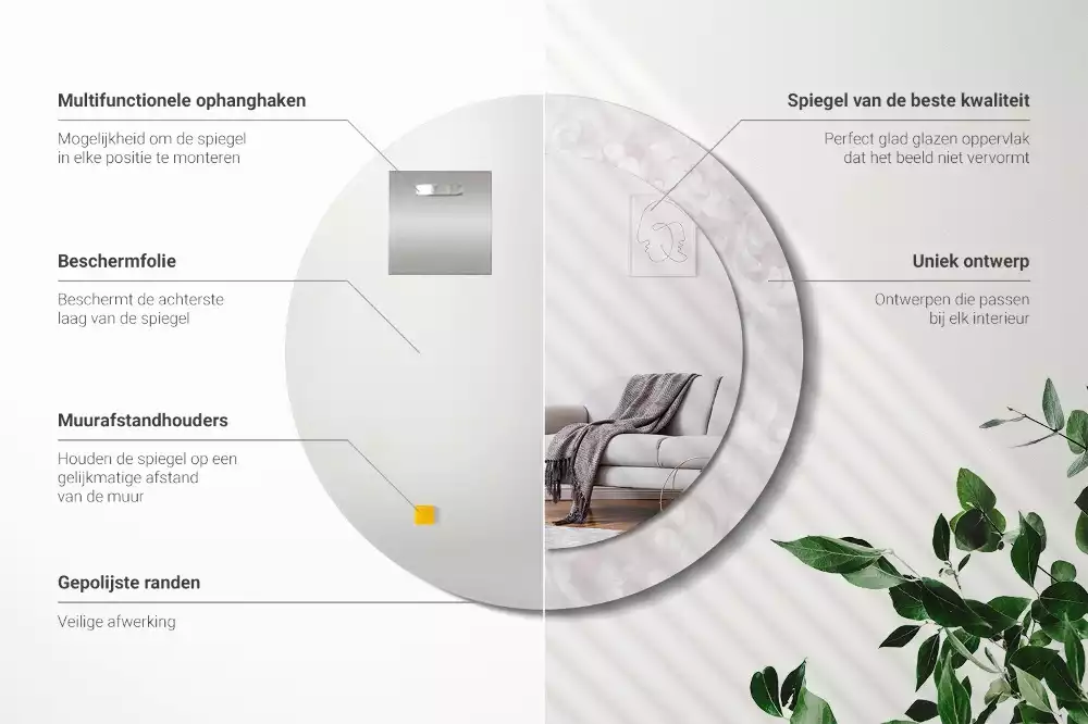 Kerek tükör fali dísz Rokokó textúra