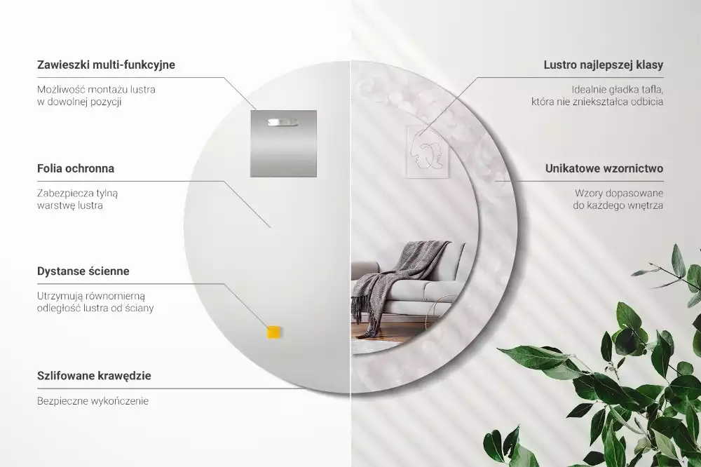 Kerek tükör fali dísz Rokokó textúra