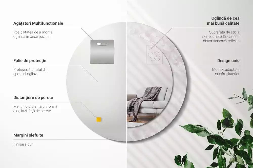 Kerek tükör fali dísz Rokokó textúra