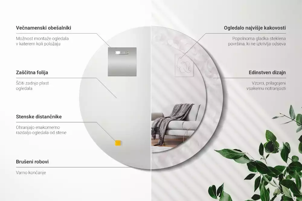 Kerek tükör fali dísz Rokokó textúra