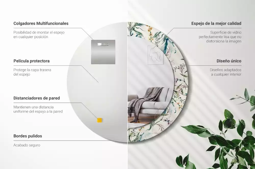 Kerek tükör fali dísz Akvarell virágok