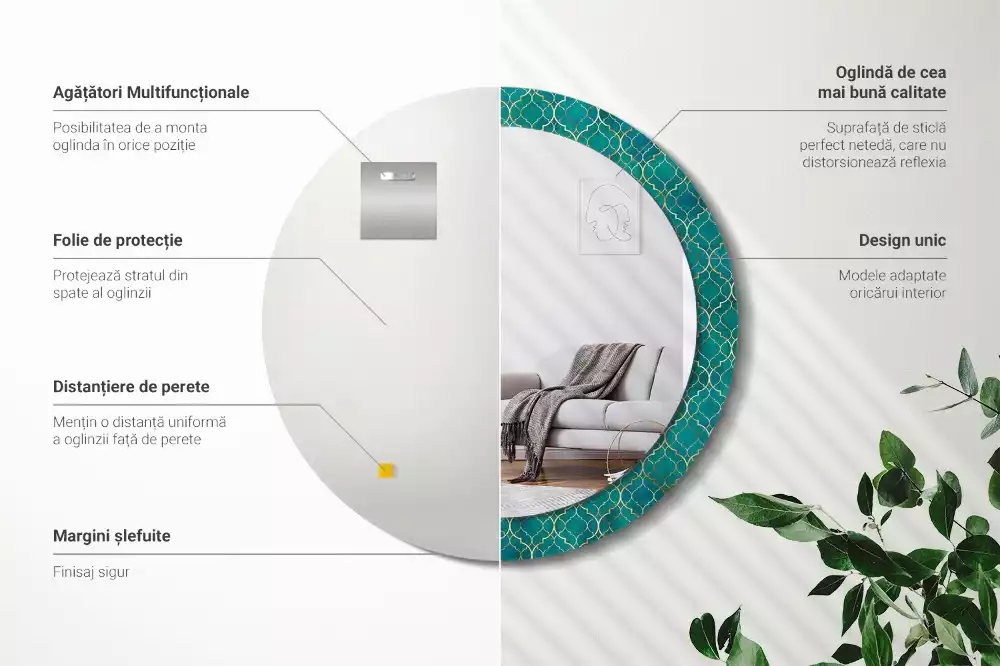 Kerek tükör fali dísz Színösszetétel