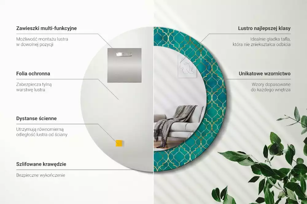 Kerek tükör fali dísz Színösszetétel