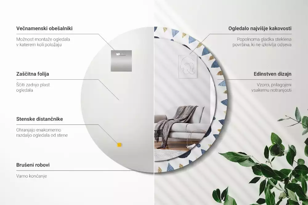 Kerek tükör fali dísz Hold mandala