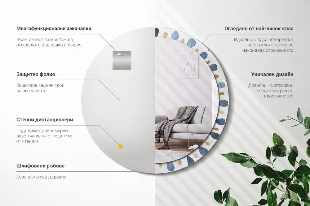 Kerek tükör fali dísz Hold mandala