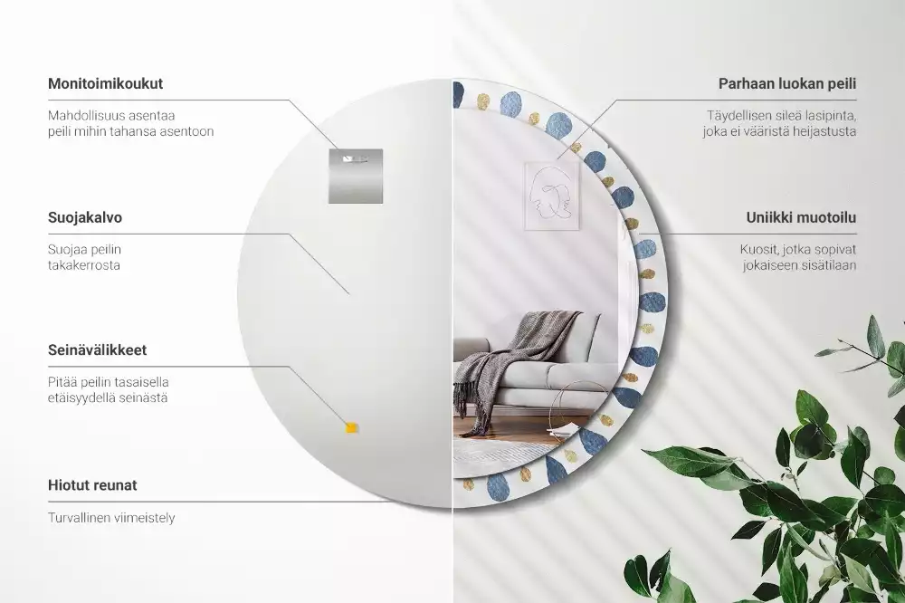 Kerek tükör fali dísz Hold mandala