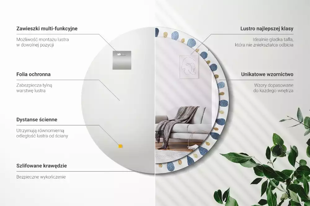 Kerek tükör fali dísz Hold mandala