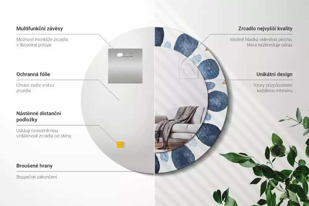 Kerek tükör fali dísz Hold mandala