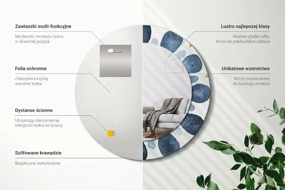 Kerek tükör fali dísz Hold mandala