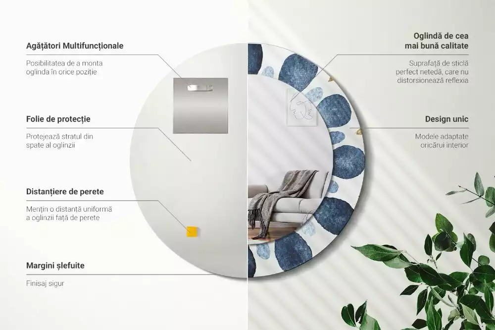 Kerek tükör fali dísz Hold mandala